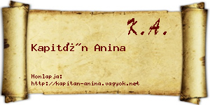 Kapitán Anina névjegykártya